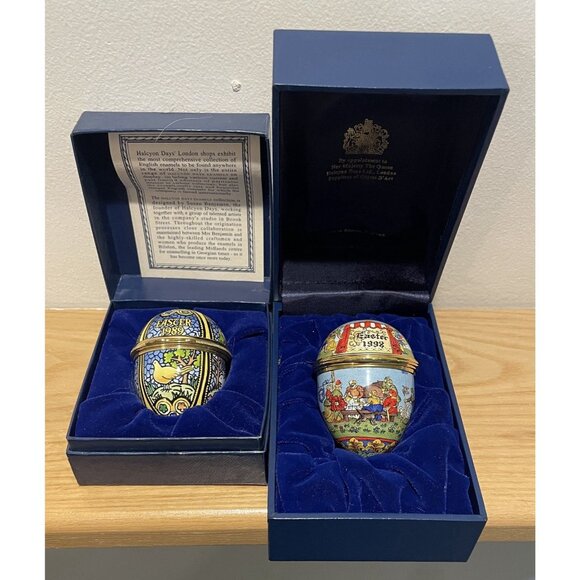 Halcyon Days Enamel Trinket Box 1998 - 1989 Easter Eggs - Picture 1 of 5